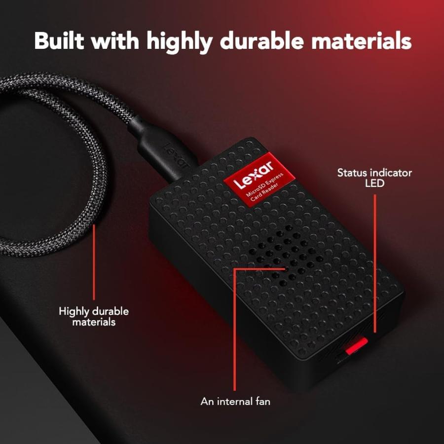 microSD Express カードリーダー Lexar レキサー PLAY PRO microSDXC Express Card Reader USB3.2 Gen2 R:900MB/s対応 海外リテール LRW540U-RNHNG ◆宅 | Lexar | 01