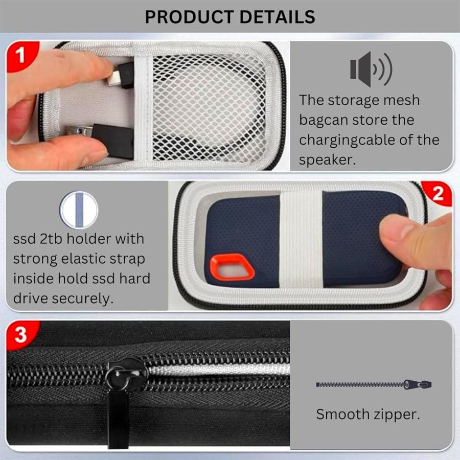 SSD収納ケース 保護ケース Protective Case for External SSD for SanDisk SDSSDE61- SDSSDE30-対応 防振 耐圧 ブラック 簡易包装バルク 28004-BLACK ◆宅 |  | 02