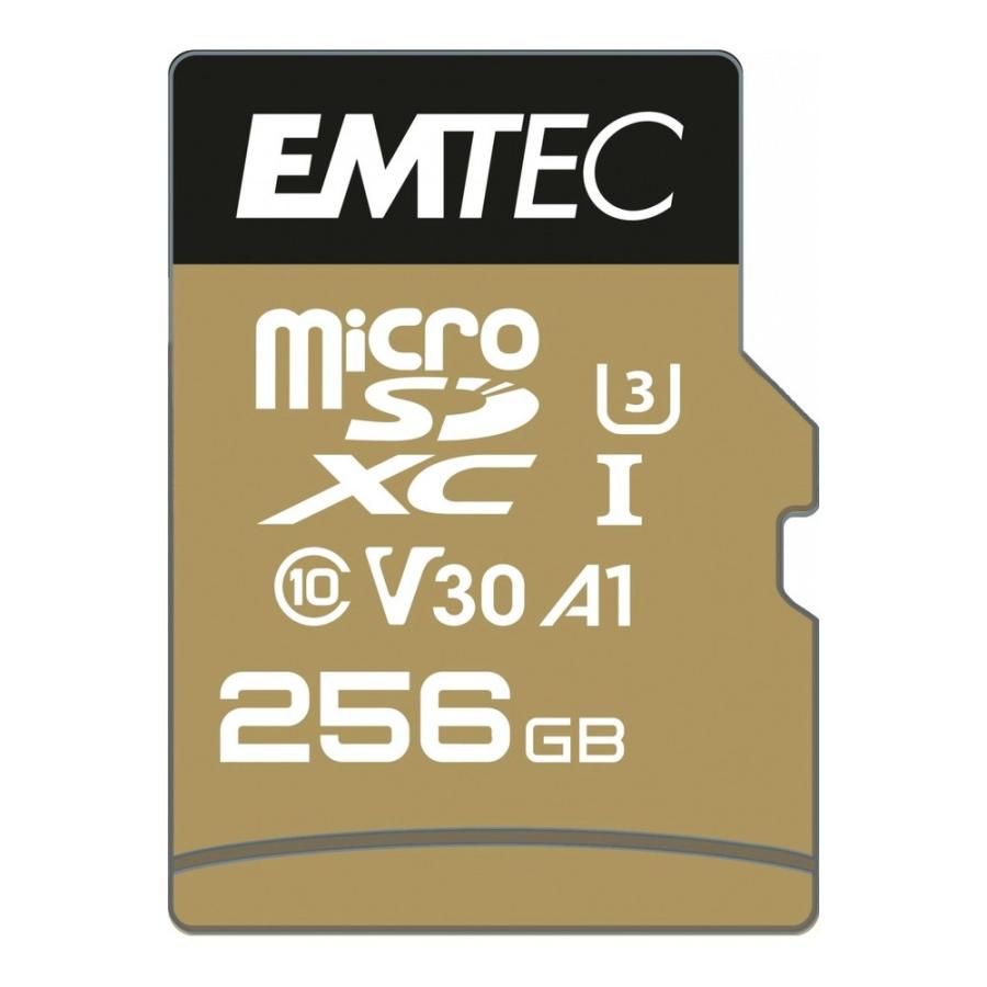 マイクロSDカード 256GB microSDXC EMTEC SpeedIN Pro CLASS10 UHS-I U3 V30 A1 R:100MB/s W:50MB/s SDアダプタ付 海外リテール ECMSDM256GXC10SP ◆メ | 