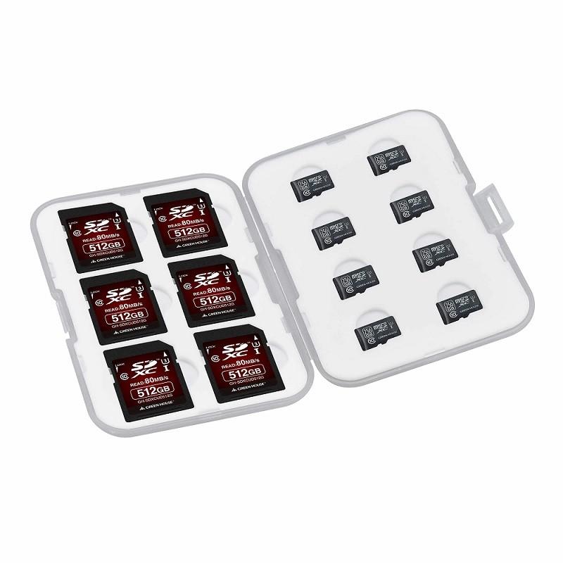 グリーンハウス Sd Microsd カードケース 最大14枚収納 Gh Ca Sd14w メ 高評価のクリスマスプレゼント Sdカード6枚 Microsdカード8枚 シリコン製トレー入