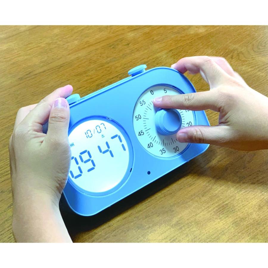 学習タイマー キッチンタイマー 勉強 受験 試験 子供 小学生 マリン商事 時間を可視化 やる気モード 目覚まし機能 静音設計 USB充電式 ブルー Ho-30205 ◆宅 |  | 01