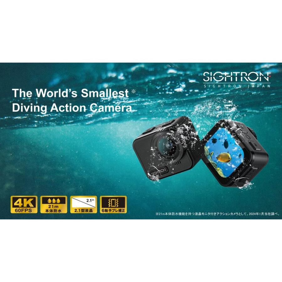 アクションカメラ 4K CUBE CAM DAC-201 完全防水 SIGHTRON サイトロン 水中撮影 ダイビング 4K/60FPS 2000万画素 21m防水 手ブレ補正 ブラック DAC-201 ◆宅 | SIGHTRON | 01