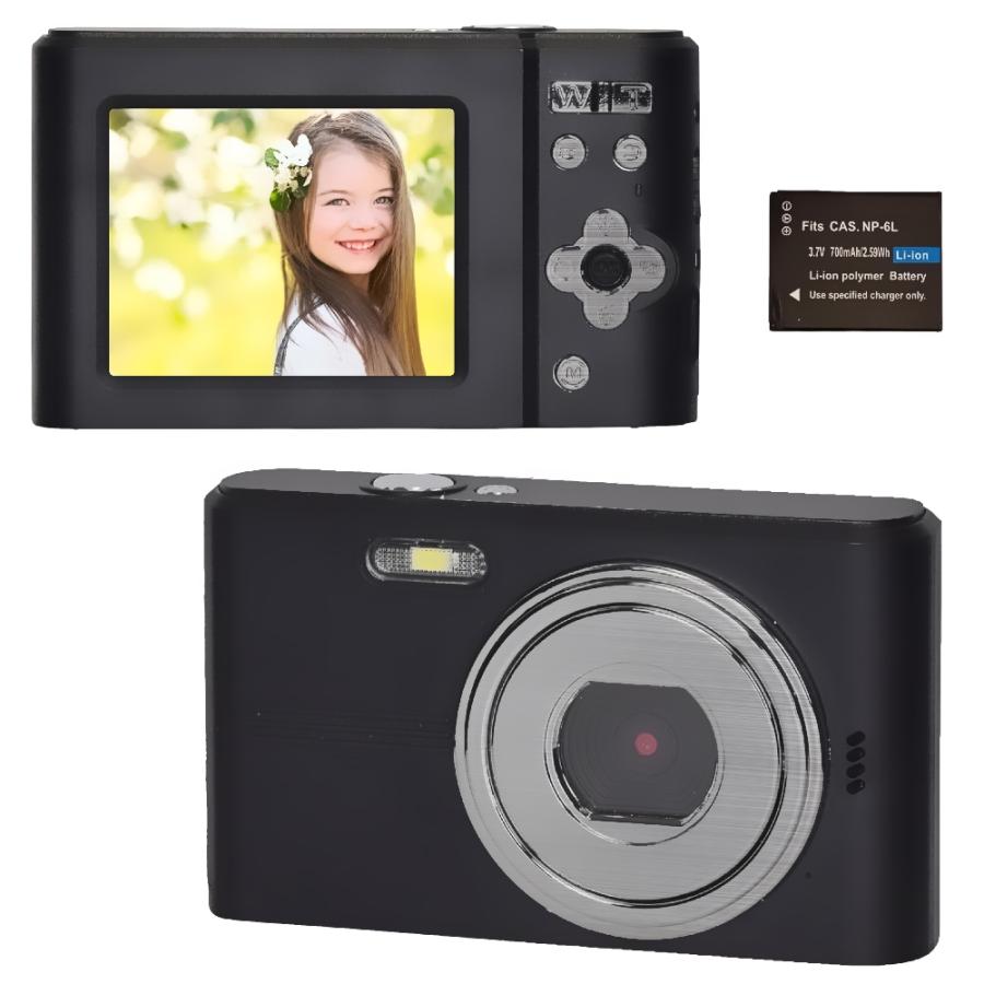 コンパクトデジタルカメラ AN-DC001 KEIYO ケイヨー 4400万画素 フルHD動画 充電式 microSD(最大128GB)対応 ブラック AN-DC001-BK ◆宅 | 