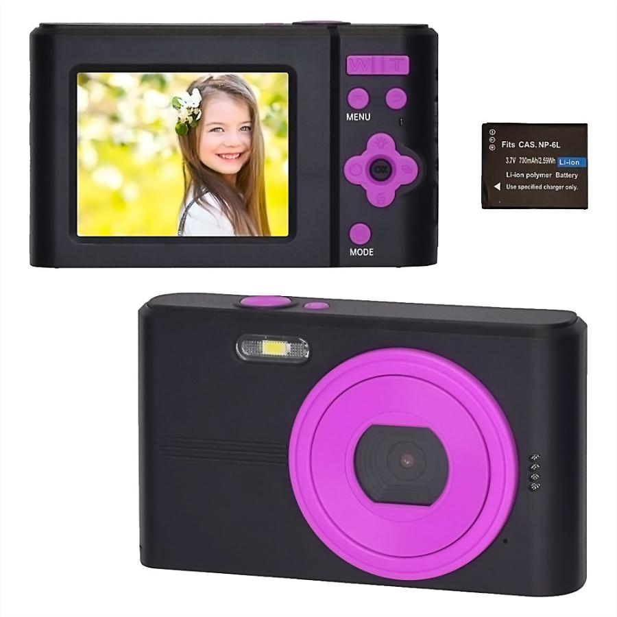 コンパクトデジタルカメラ NT-DC001 KEIYO ケイヨー 4400万画素 フルHD動画 充電式 microSD(最大128GB)対応 ブラック×パープル NT-DC001-BPL ◆宅 | 