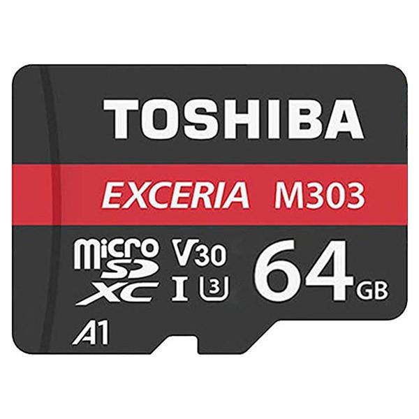 ◇  64GB microSDXCカード マイクロSD TOSHIBA 東芝 EXCERIA M303 CLASS10 UHS-I U3 A1 R:98MB/s W:65MB/s SDアダプタ付 海外リテール THN-M303R0640A2 ◆メ | 