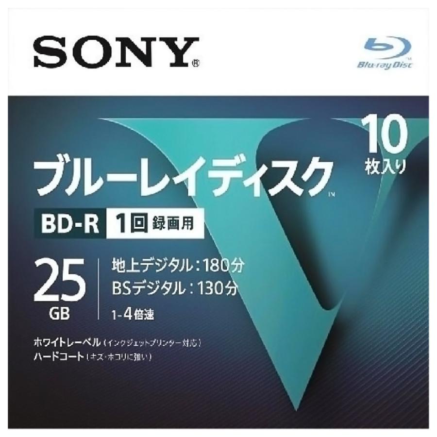 ブルーレイディスク BD-R 25GB 1回録画用 10枚 SONY ソニー 1-4倍速 ホワイトレーベル ハードコート 5mmスリムケース入り 10BNR1VLPS4 ◆宅 | SONY
