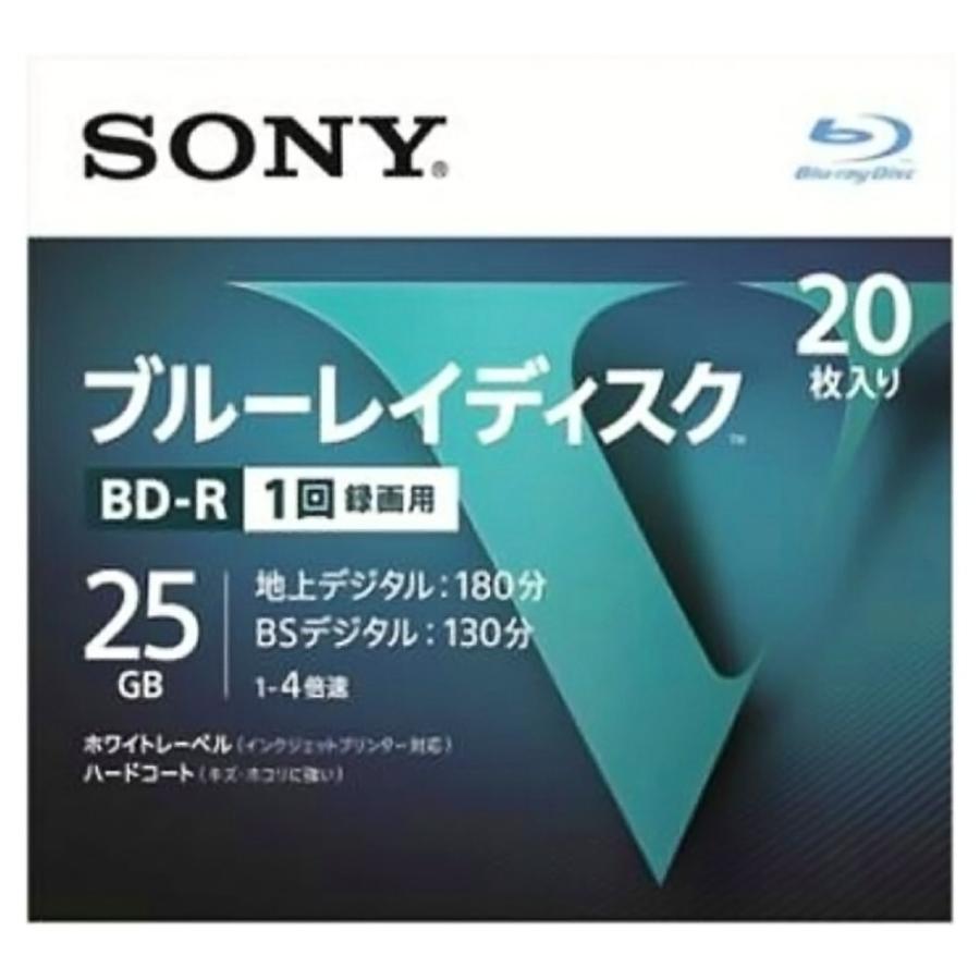 ブルーレイディスク BD-R 25GB 1回録画用 20枚 SONY ソニー 1-4倍速 ホワイトレーベル ハードコート 5mmスリムケース入り 20BNR1VLPS4 ◆宅 | SONY