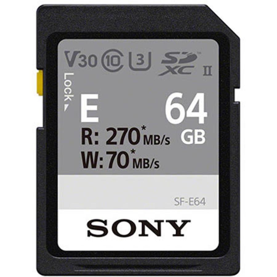 64GB SDXCカード SDカード SONY ソニー UHS-II Eシリーズ SALE 81%OFF Class10 U3 s 【5％OFF】 W:70MB 海外リテール R:270MB メ V30 SF-E64 T1 4K