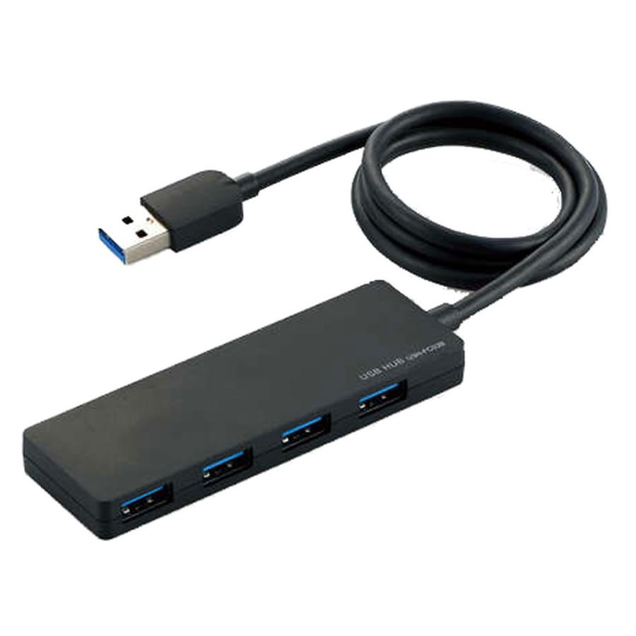 USBハブ USB3.0 4ポート ELECOM エレコム U3H-FC03Bシリーズ バスパワー USB3.0 Aポート×4 超小型 軽量設計 ケーブル長60cm ブラック U3H-FC03BBK ◆メ | ELECOM