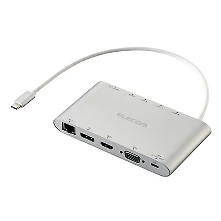 ドッキングステーション 11in1 4画面マルチモニター ELECOM エレコム Displayport HDMI D-sub 4極3.5mm SD+microSD LAN シルバー DST-C28SV ◆メ | ELECOM
