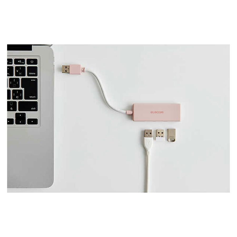 USBハブ USB3.0 3ポート ELECOM エレコム U3H-H030Xシリーズ バスパワー USB3.2 Gen1 A×3 薄型設計 ケーブル長10cm ピンク U3H-H030XPN ◆メ | ELECOM | 01