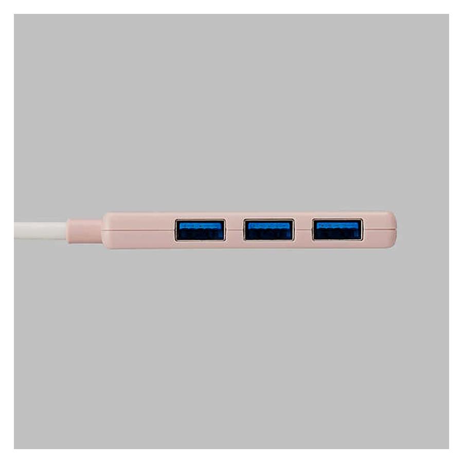 USBハブ USB3.0 3ポート ELECOM エレコム U3H-H030Xシリーズ バスパワー USB3.2 Gen1 A×3 薄型設計 ケーブル長10cm ピンク U3H-H030XPN ◆メ | ELECOM | 02