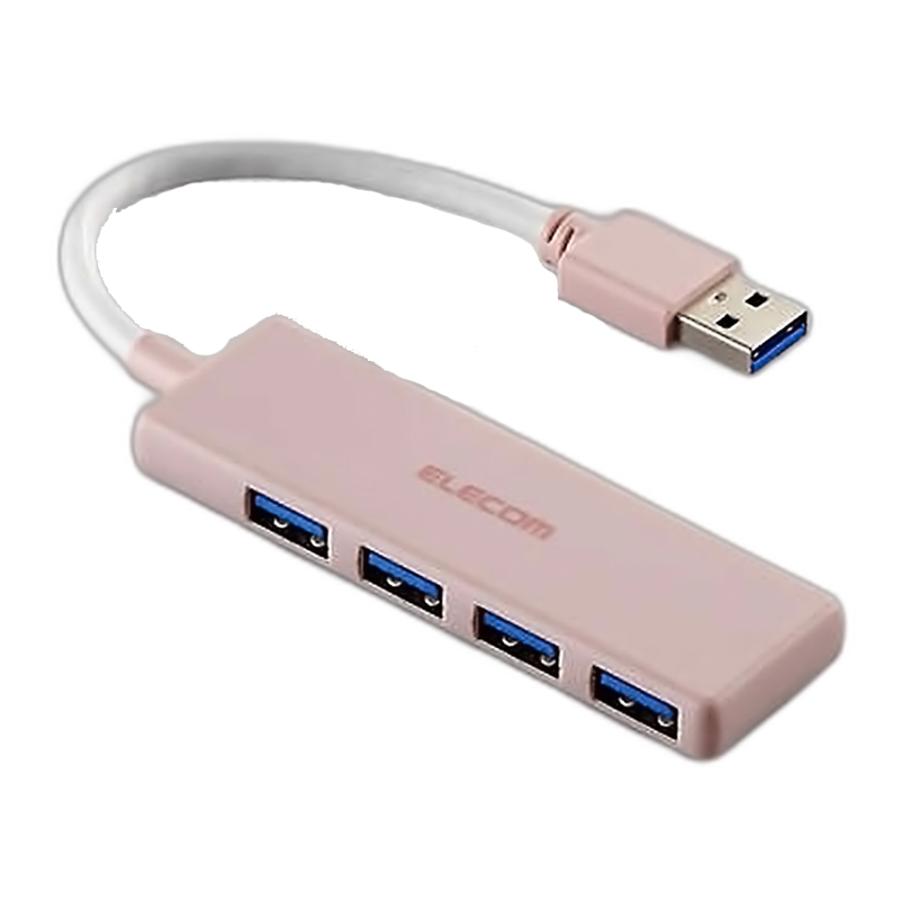 USBハブ USB3.0 4ポート ELECOM エレコム U3H-H040シリーズ バスパワー USB3.0 Aポート×4 超小型 薄型設計 ケーブル長10cm ピンク U3H-H040PN ◆メ | ELECOM