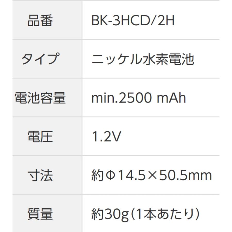 エネループプロ 単3形 2本パック Panasonic パナソニック eneloop pro 単三 二本 充電地 エネループPRO 容量2500mAh ハイエンドモデル BK-3HCD/2H ◆メ | エネループ | 03
