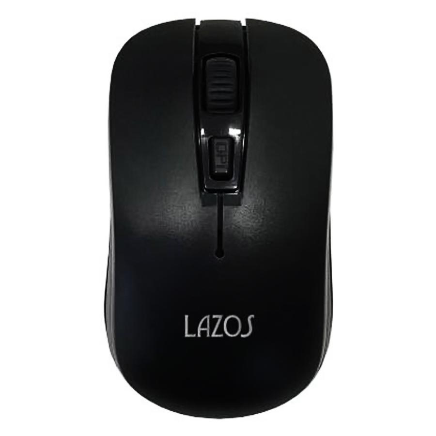 ワイヤレスマウス 2.4GHz 無線マウス 3ボタン Lazos ラゾス 光学式 DPI800/1200/1600(3段式調整) 単3乾電池 軽量50g USBレシーバ同梱 ブラック L-YM-BK ◆宅 | リーダーメディアテクノ
