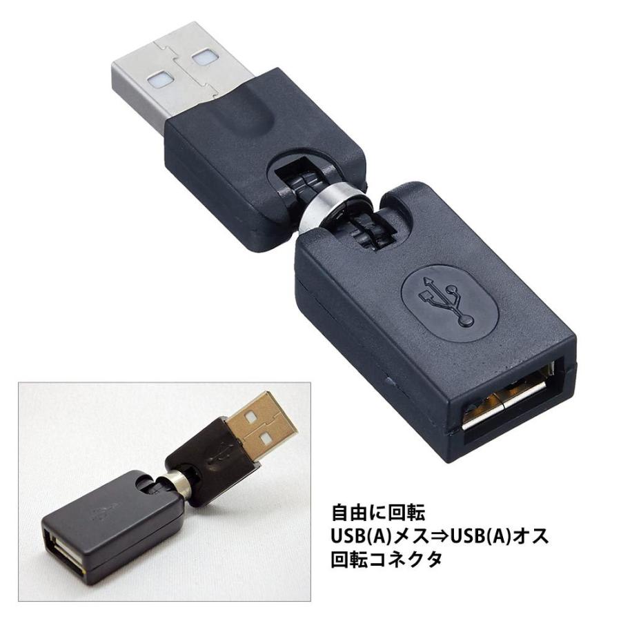 USB延長コネクタ 180度回転式 SSA エスエスエー USB2.0データ転送/通電 USB-A(メス)-USB-A(オス) ブラック SUAF-UAMK ◆メ｜flashmemory｜02