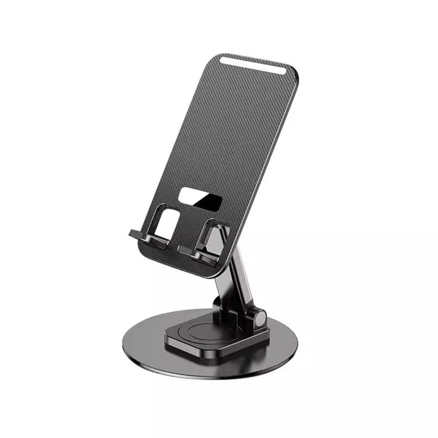 スマホスタンド タブレットスタンド 折り畳み式 360度回転 滑り止め加工 金属製 耐荷重1kg バルク扱い(初期不良保証のみ) ブラック SE-STPP4129-BK ◆メ | 