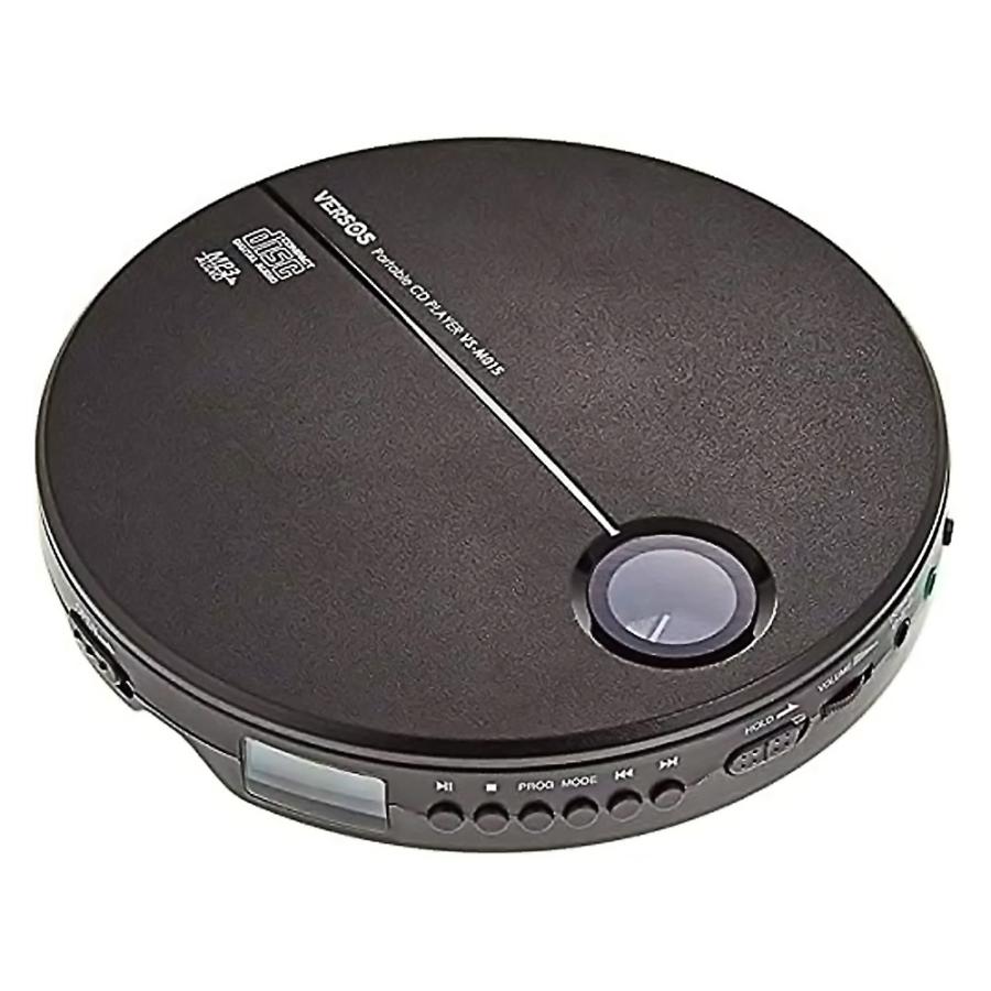 ポータブルCDプレーヤー CD/MP3再生 VERSOS 音飛び防止 リピート イントロ プログラム再生 2電源対応:AC電源/乾電池 ブラック×ブラック VS-PCD01BB ◆宅 | 