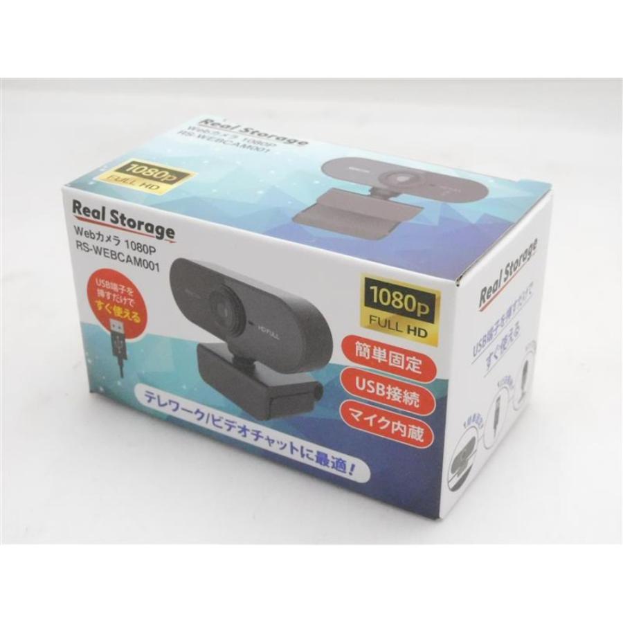 Webカメラ PC USBカメラ フルHD 1080p RealStorage リアルストレージ USB接続(USB2.0-A) 簡単固定 マイク付 テレワーク WEB会議 ブラック RS-WEBCAM001 ◆宅 |  | 03