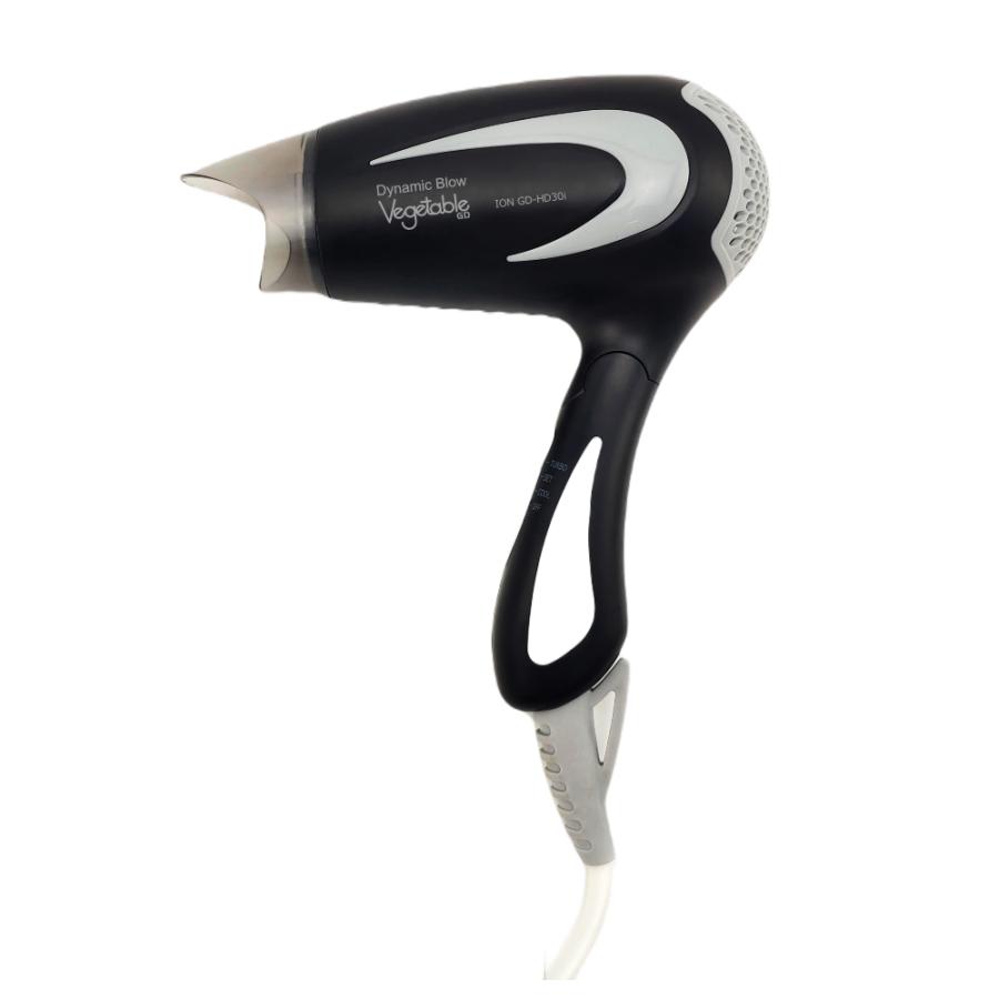 ダイナミックブローヘアドライヤー ion マイナスイオン付 Vegetable GD商事 3段切替 温度調節 ハイパワー1200W 折りたたみ式 AC電源 ブラック GD-HD30i ◆宅 | 