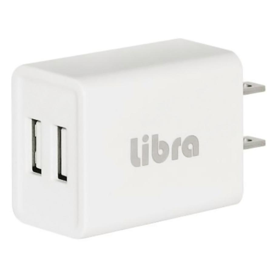 USB充電器 AC-USB充電アダプタ 2ポート 2.1A(max) 高速充電 Libra iPhone スマホ 100V-240V(海外対応) コンセント PSE適合品 白 ホワイト LBR-AD2USB21 ◆メ | 
