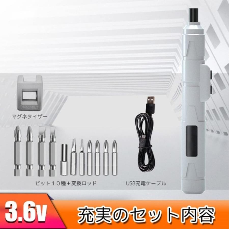 電動ドライバー 12P USB充電式 ペン型コンパクト 軽量 バッテリー内蔵 高性能250rpm 3N/m マグネタイザー付 Libra LBR-USB12DR ◆コ | ブランド登録なし | 01