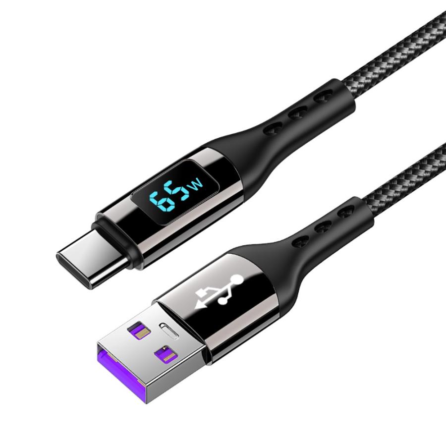 TYPE-Cケーブル USB-A to C 1m 出力が見える 電圧・電流チェッカー付 最大65W(12V/4A出力)対応 USB2.0 充電・データ通信用 100cm Libra LBR-PDS65AC ◆メ | Libra | 02