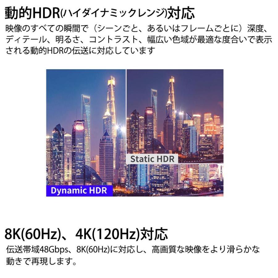 HDMIケーブル ver2.1 ウルトラハイスピード 2m miwakura 美和蔵 48Gbps / 8K 60Hz / HDR / eARC対応 強靭メッシュ仕様 200cm ブラック MAV-HDM2120 ◆メ | ブランド登録なし | 03