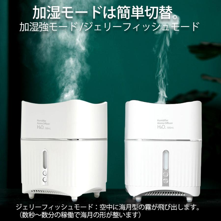 加湿器 飛び出すくらげ 海月 JELLY FISH 卓上型 超音波式 容量500ml 加湿量100ml/h 7色LED 次亜塩素酸水 ホワイト KZSM-V1 ◆宅 | ブランド登録なし | 02