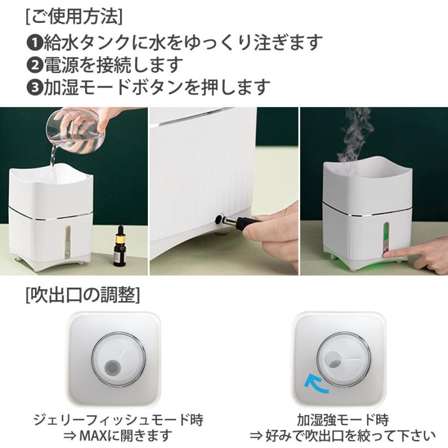 加湿器 飛び出すくらげ 海月 JELLY FISH 卓上型 超音波式 容量500ml 加湿量100ml/h 7色LED 次亜塩素酸水 ホワイト KZSM-V1 ◆宅 | ブランド登録なし | 05