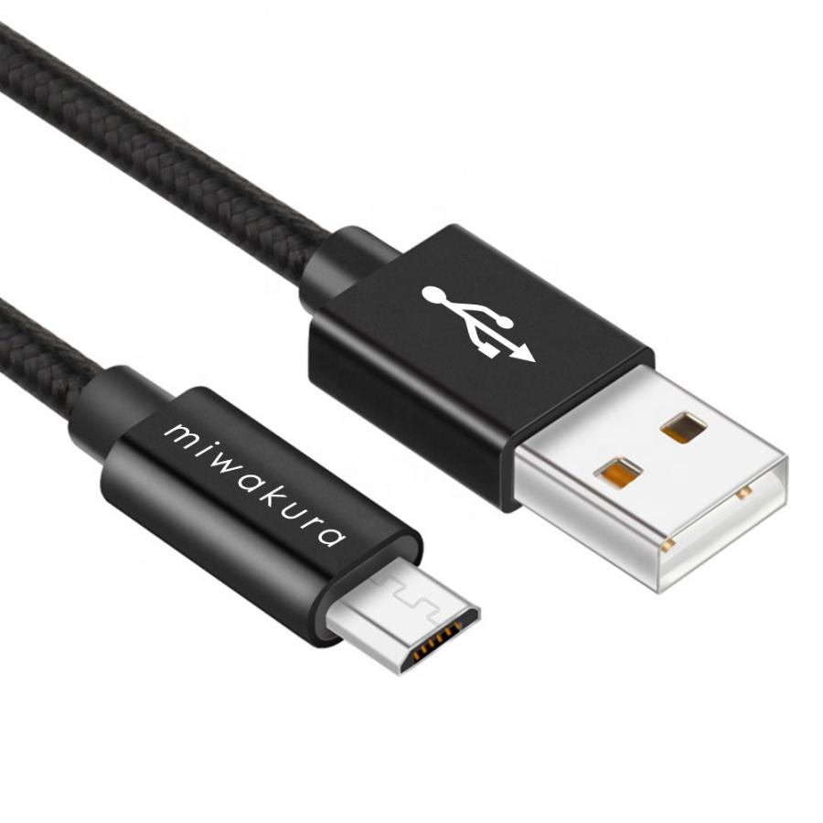 Micro USB ケーブル 1m 強靭メッシュ仕様 USB2.0 最大2.4A miwakura 美和蔵 充電/データ転送 USB-A to microB 100cm ブラック MCA-ATM100U2-K ◆メ | ブランド登録なし