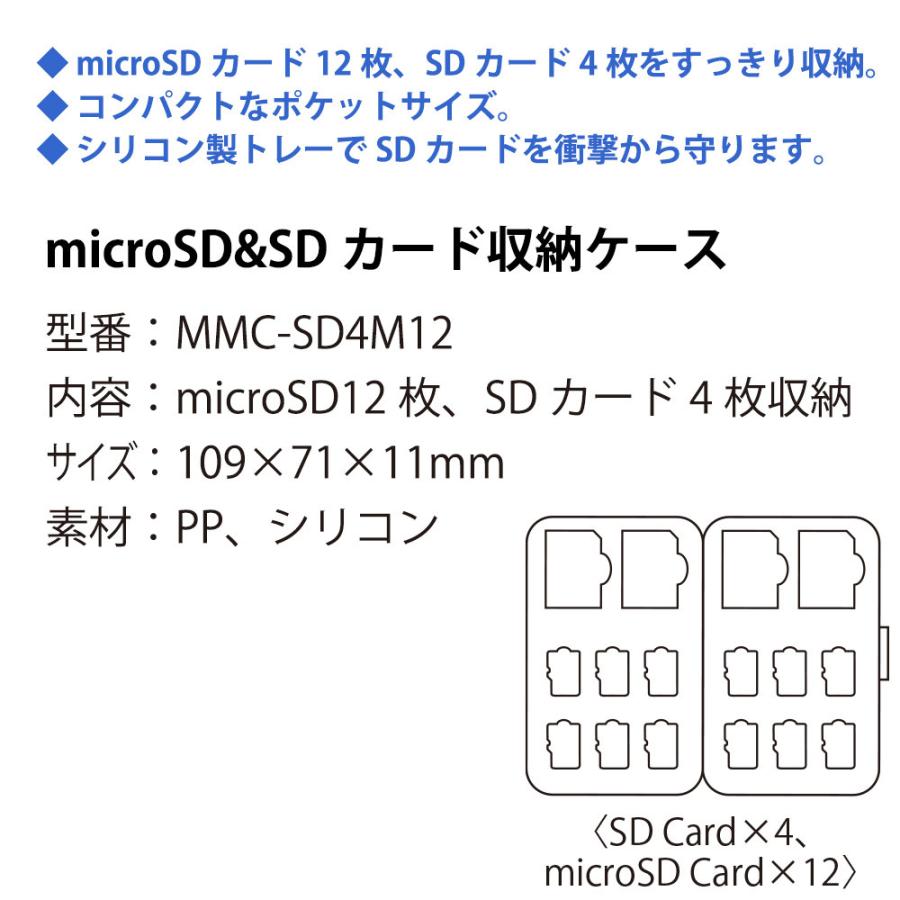 microSD+SDカードケース メモリーカードケース miwakura 美和蔵 最大16枚(microSD x12枚+SDx4枚) サイズ109x71mm 振動 衝撃吸収 シリコントレー MMC-SD4M12 ◆メ | ブランド登録なし | 02