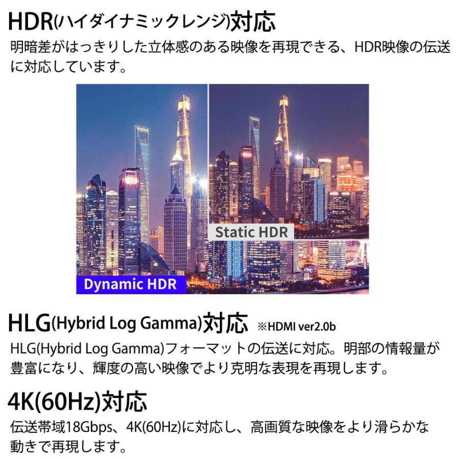 HDMIケーブル ver2.0 プレミアムハイスピード 50cm miwakura 美和蔵 18Gbps / 4K 60Hz / HDR / 3D / イーサネット / ARC対応 0.5m ブラック MAV-HDM2005 ◆メ | miwakura | 02