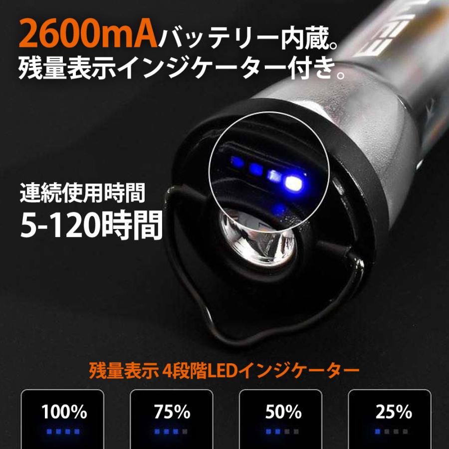 LEDランタン 懐中電灯 明るさ250lm キャンプ アウトドア miwakura 連続使用5-120h USB充電式 大容量2600mAh /ランプシェード付 ブラック MLD-LT2600 ◆宅 |  | 04