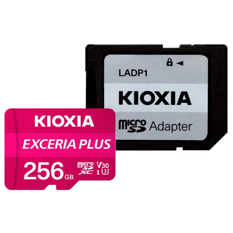 256GB microSDXCカード  KIOXIA キオクシア EXCERIA PLUS CLASS10 UHS-I U3 V30 A1 R:100MB/s W:65MB/s SD変換アダプタ付 海外リテール LMPL1M256GG2 ◆メ｜flashmemory