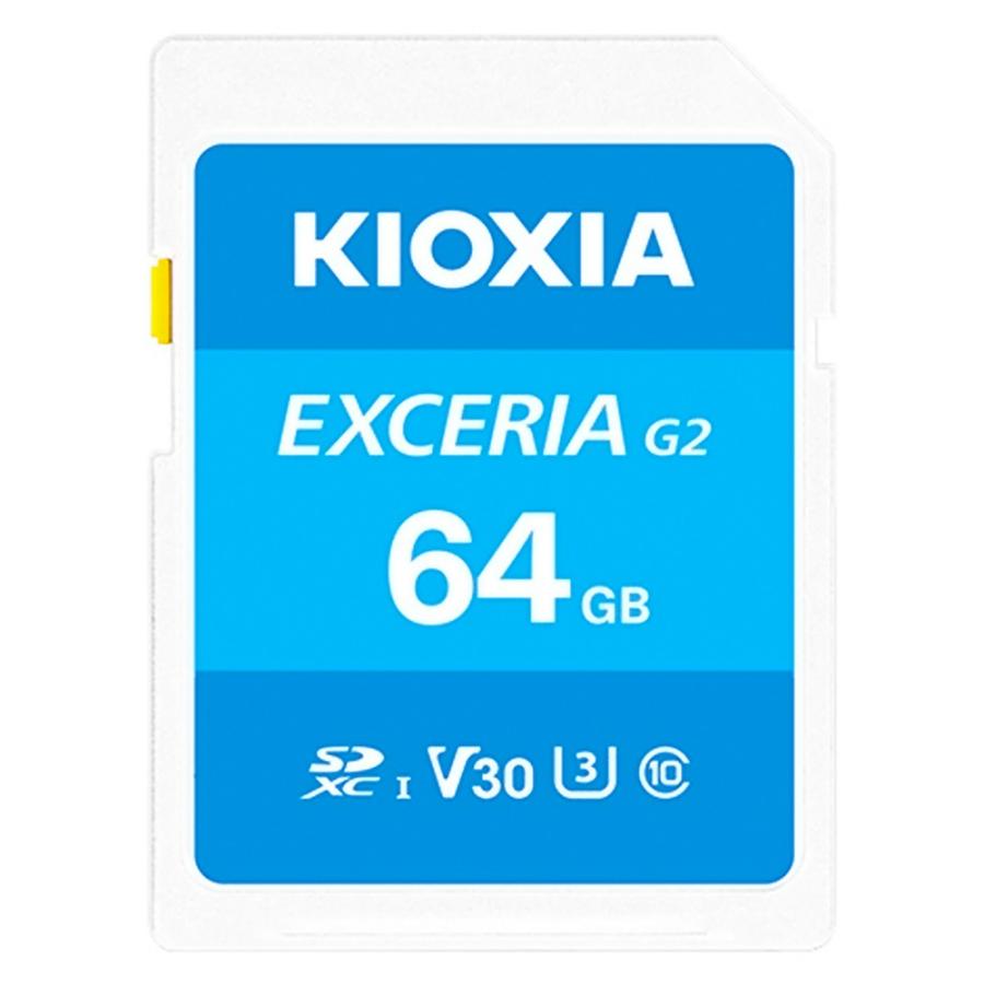 SDカード 64GB SDXCカード KIOXIA キオクシア 旧東芝メモリ EXCERIA G2 Class10 UHS-I U3 V30 R:100MB/s W:50MB/s 海外リテール LNEX2L064GG4 ◆メ | EXCERIA（KIOXIA）