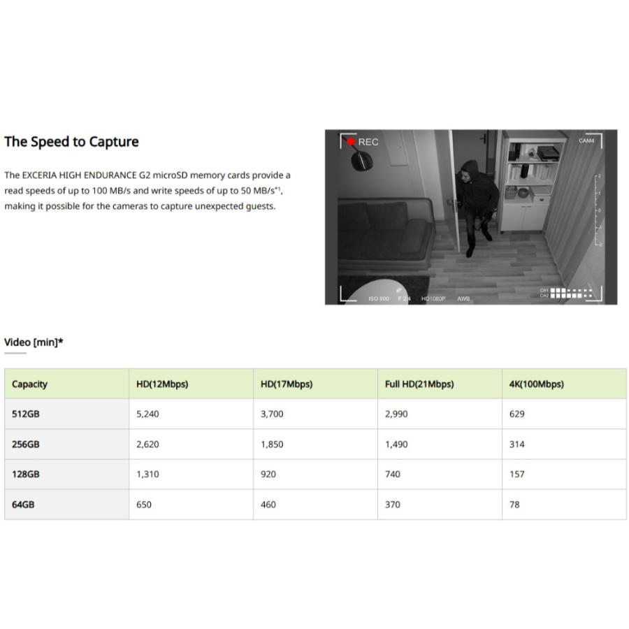 マイクロSDカード microSDXC 256GB KIOXIA EXCERIA High Endurance G2 ドラレコ向け UHS-I U3 V30 A1 R:100MB/s W:50MB/s 海外リテール LMHE2G256GG2 ◆メ | EXCERIA（東芝） | 02