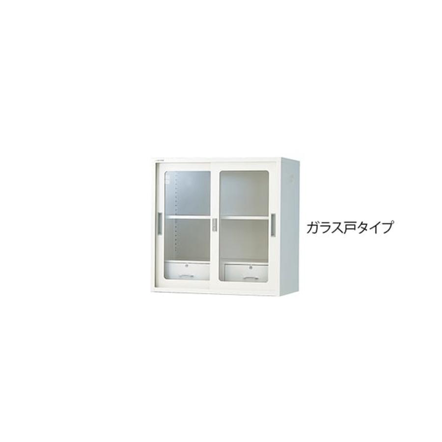 薬品庫 耐薬引違保管庫 引出し付 ガラス戸 奥深 アズワン スチール 外寸:880×515×880mm 鍵付き引出し付き ホワイト N-515GH・OW ◆コ |  | 01