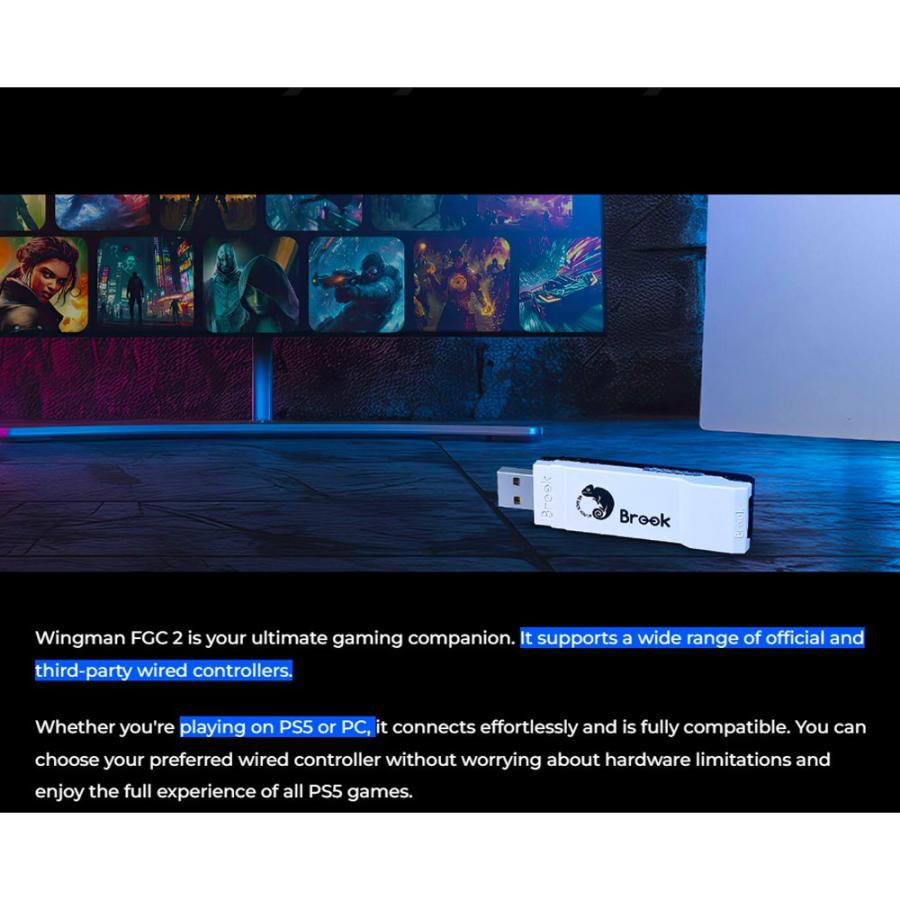 PS5用コンバーター Brook ブルック Wingman FGC2 PS5 Pro / PC対応