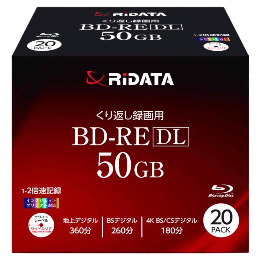 BD-RE DL 50GB 高品質(Panasonic MID) メディア 繰り返し録画 20枚 RiTEK blu-ray 片面2層 地デジ360分 1-2倍速 20枚スリムケース BE260WPW2X.20PSCA ◆宅 | RITEK