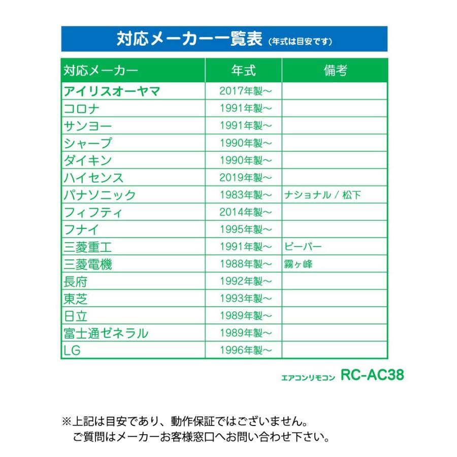 エアコン汎用リモコン 国内主要メーカー16社対応 ELPA エルパ 朝日電器 オートサーチ 入/切タイマー機能 バックライト ホワイト RC-AC38 ◆メ | ブランド登録なし | 03