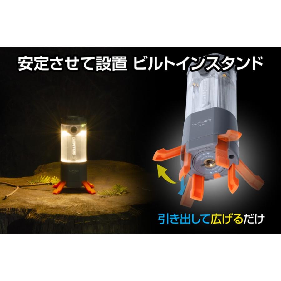 ランタン 懐中電灯 USB充電式 小型 GENTOS UNOシリーズ アウトドア 明るさ350lm 点灯時間24h 給電機能 ビルトインスタンド 1m落下耐久 防滴 UN-1R ◆宅 | GENTOS | 01