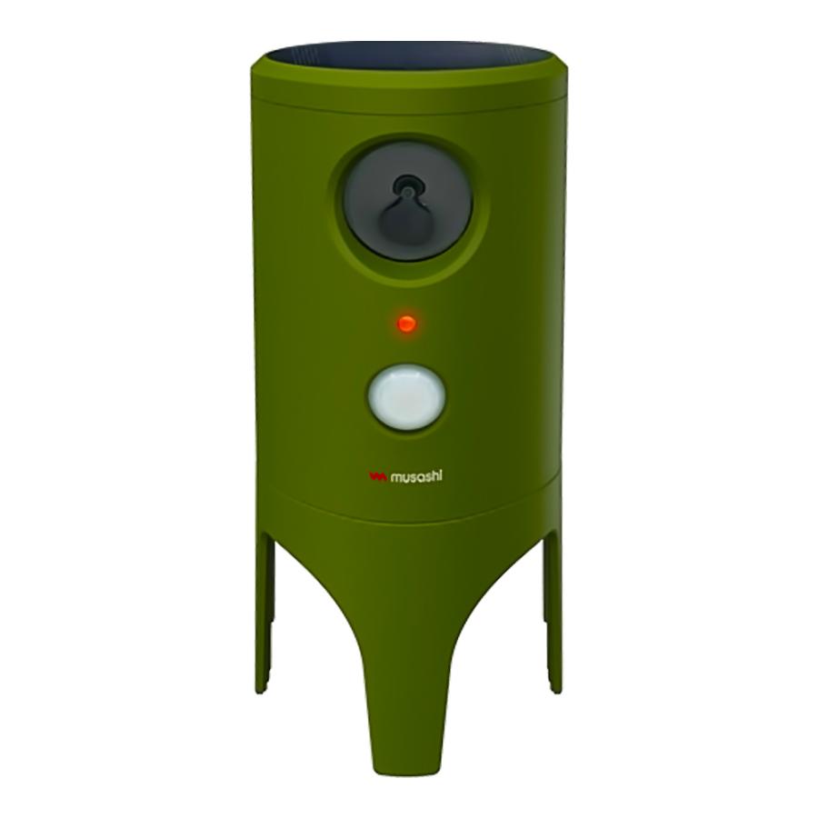 超音波猫よけ ソーラー猫しっし ネコ対策 MUSASHI ムサシ RITEX 変動超音波3種 ネコ感知センサー ソーラー発電/USB充電式 グリーン REP-610 ◆宅 | RITEX