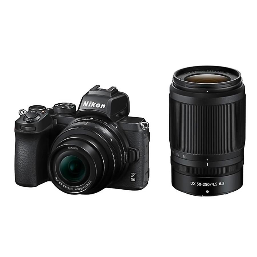 ミラーレス一眼カメラ Z50 ダブルズームキット Nikon ニコン DXフォーマット 2088万画素 小型 軽量 本体+標準レンズ+望遠レンズ ブラック Z50WZ 宅