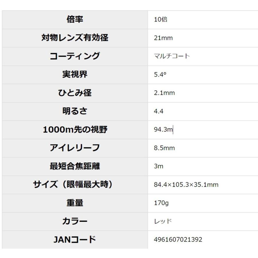 双眼鏡 10倍 口径21mm コンサートに最適 Classi-air 10X21DH MC-RD Kenko ダハ式 レインプルーフ 超軽量170g 超コンパクト レッド 10X21DHMC-RD ◆宅 | ケンコー・トキナー | 02