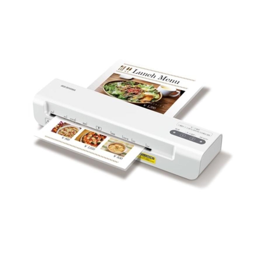 ラミネーター KLM42X A4 IRIS OHYAMA アイリスオーヤマ 2本ローラー ウォームアップ90秒 オートオフ機能 フリーレバー付 AC電源 ホワイト KLM42X ◆宅 | IRIS OHYAMA | 02