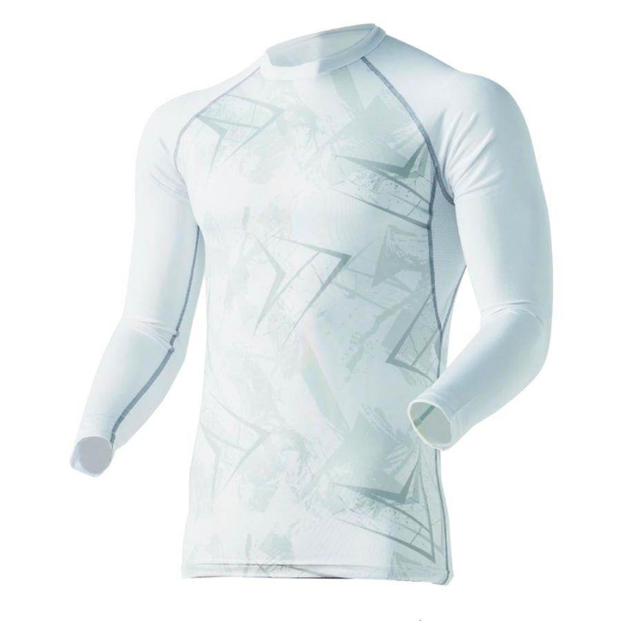 クルーネックシャツ 長袖 インナー JW-623 BT冷感 カモフラ×ホワイト Lサイズ OTAFUKU 消臭 UVカット クロスクール素材 春夏用 メンズ JW-623-85-L ◆メ | おたふく（手袋）