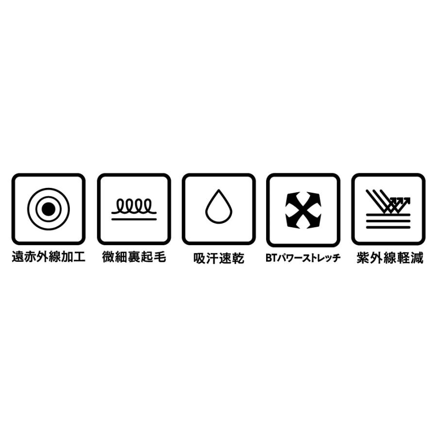 クルーネックシャツ パワーストレッチ JW-174 ブラック Sサイズ 丸首 裏起毛 遠赤外線 OTAFUKU 手袋 インナー 防寒 バイク 冬用 メンズ JW-174-BK-S ◆メ | おたふく（手袋） | 02