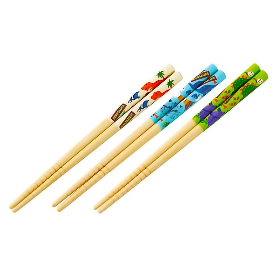 竹箸 3膳セット ディノサウルス DINOSAURS 竹安全箸 16.5cm SKATER スケーター 子供 キッズ 竹製 天然竹 すべり止め加工付き(先端) 3P入り 577802-ANT2T ◆メ | スケーター
