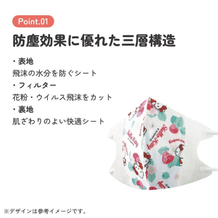 マスク 立体 子供用 こども用 ハローキティ 花言葉 7枚入り SKATER スケーター 不織布 三層構造 4才以上用 サイズ12×10cm 個包装 626357-MSKS3N ◆メ | スケーター | 01